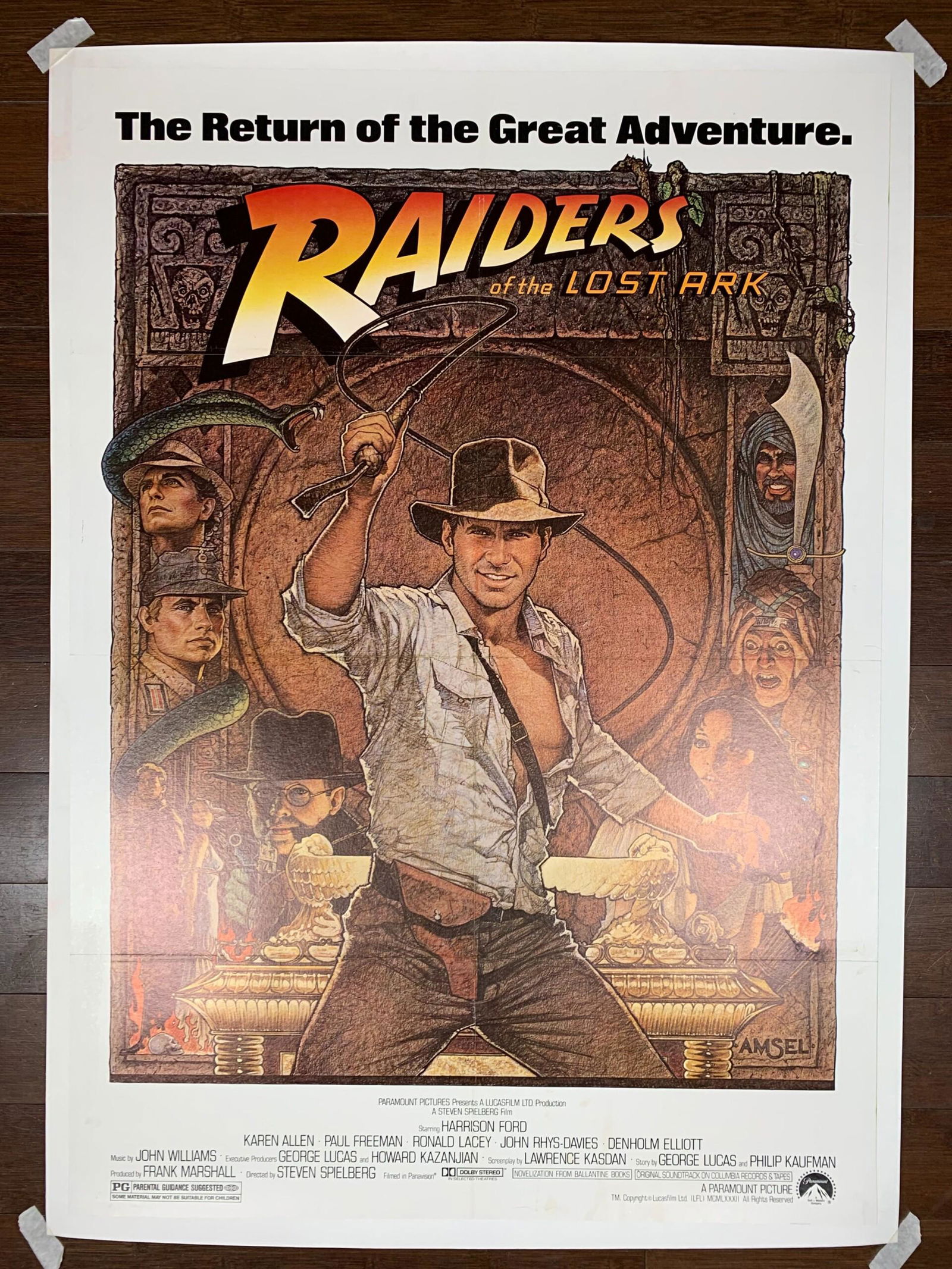 Raiders of The Lost Ark - Harrison Ford (R.1982) One Sheet Movie Poster LB (1 of 7)