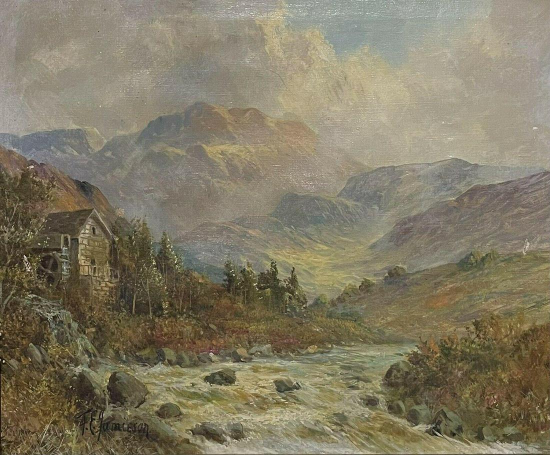 Francis E. Jamieson: Antique Scottish Highlands Oil Painting Summer River Landscape, signed: Artist: Francis E. Jamieson Title: Antique Scottish Highlands Oil Painting Summer River Landscape, signed Description: Artist/ School: F. E. Jamieson (British 1895-1950) signed lower front Title: Summ