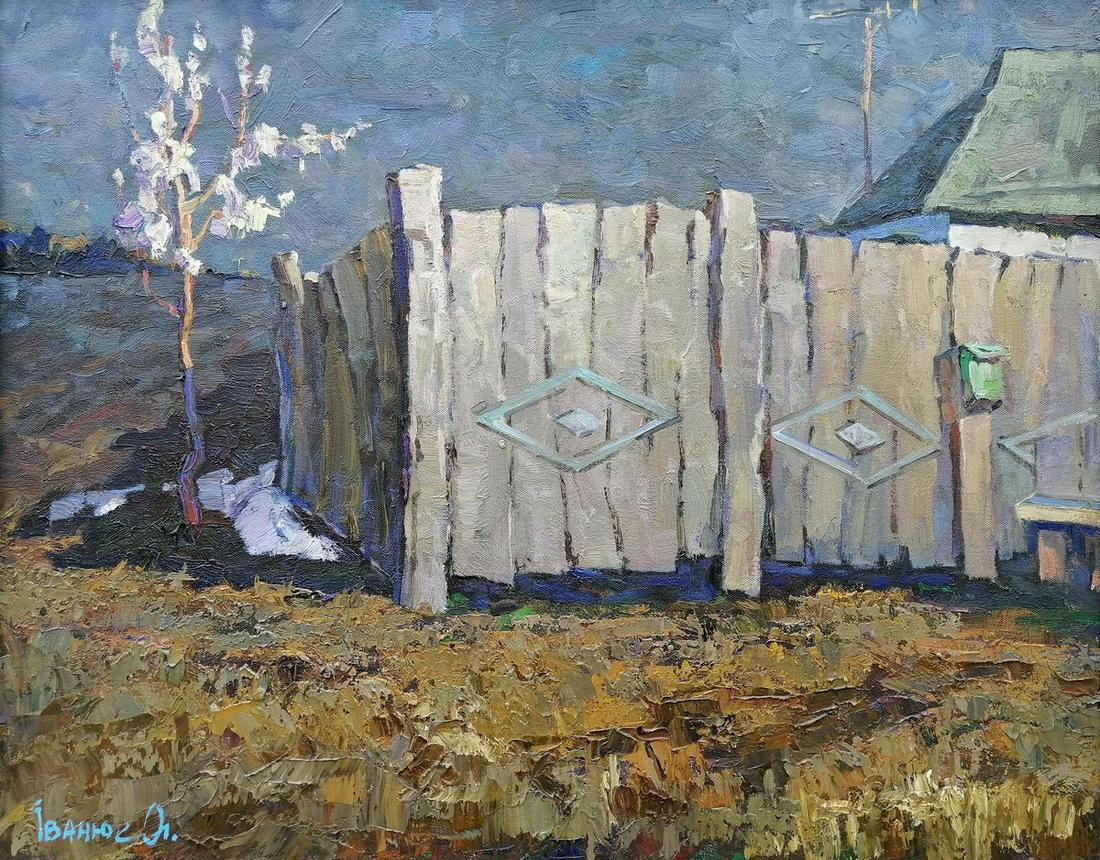 Oil painting Yard Kalenyuk Alex: Kalen 84 *** ABOUT THIS PAINTING *** * TITLE: "Yard" * ARTISTS: Kalenyuk Alex * SIZE: 100x70 cm/'39.37x27.55 inches' * MEDIUM: oil, canvas * HAND PAINTED: Original painting from our collection * CONDI