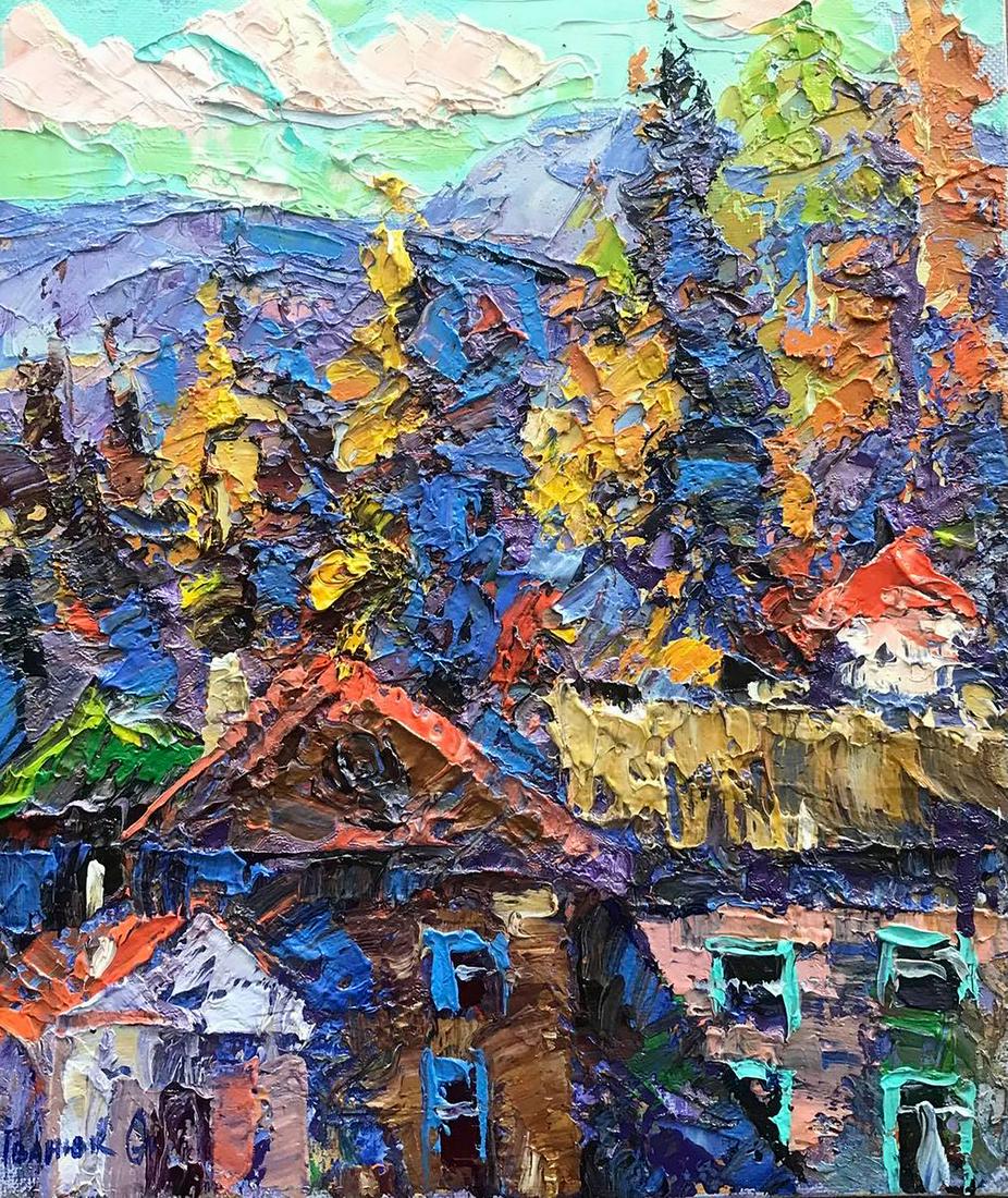 Oil painting Morning distance Kalenyuk Alex: Kalen 570 *** ABOUT THIS PAINTING *** * TITLE: "Morning distance" * ARTISTS: Kalenyuk Alex * SIZE: 35x30 cm/'13.77x11.81 inches' * MEDIUM: oil, canvas * HAND PAINTED: Original painting from our collec