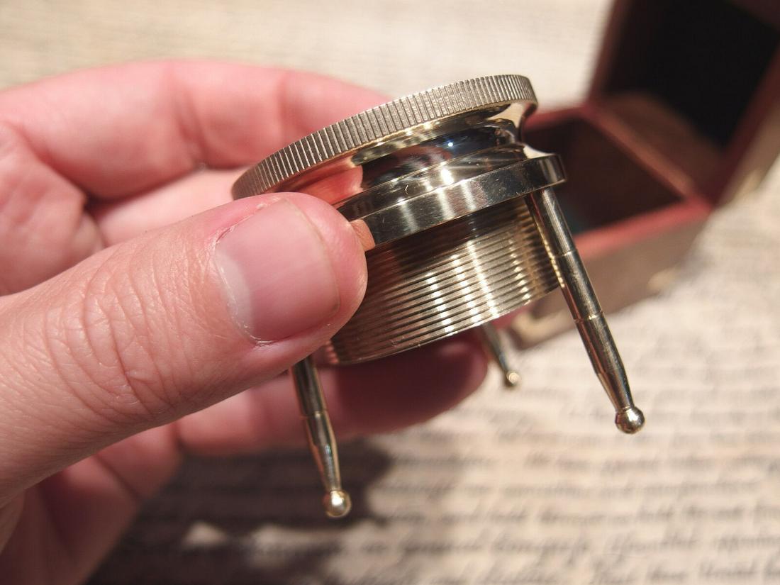 Brass Chart Map Glass Magnifying Desk Lens Magnifier w Box (1 of 8)