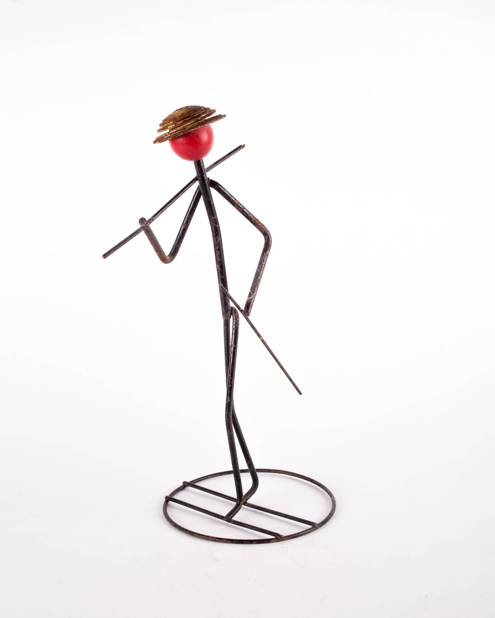 Mid century decorative metal sculpture Walking Stick Man Figure (1 of 4)