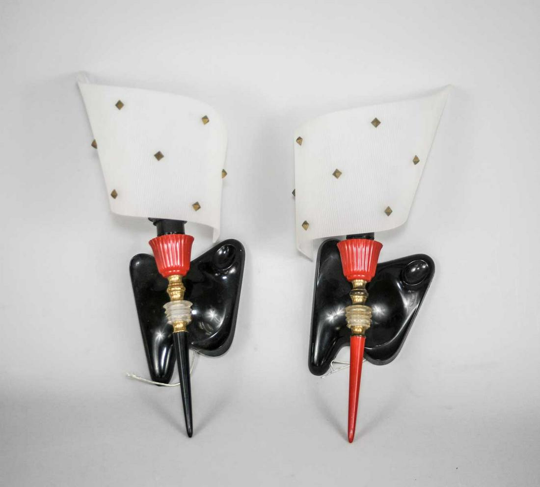 FRENCH Midcentury modernist SCONCES Disderot Guariche ARLUS set of 4: Made in France in the late 1950's this set of 4 sconces is most likely a design from Guariche ( it is attributed to him on diverse site ) , possibly for Arlus, regional company used to order part and