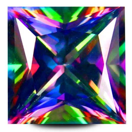 Natural Topaz 3.10ct Princess Mystic Fire Multi Colours VVS (1 of 3)