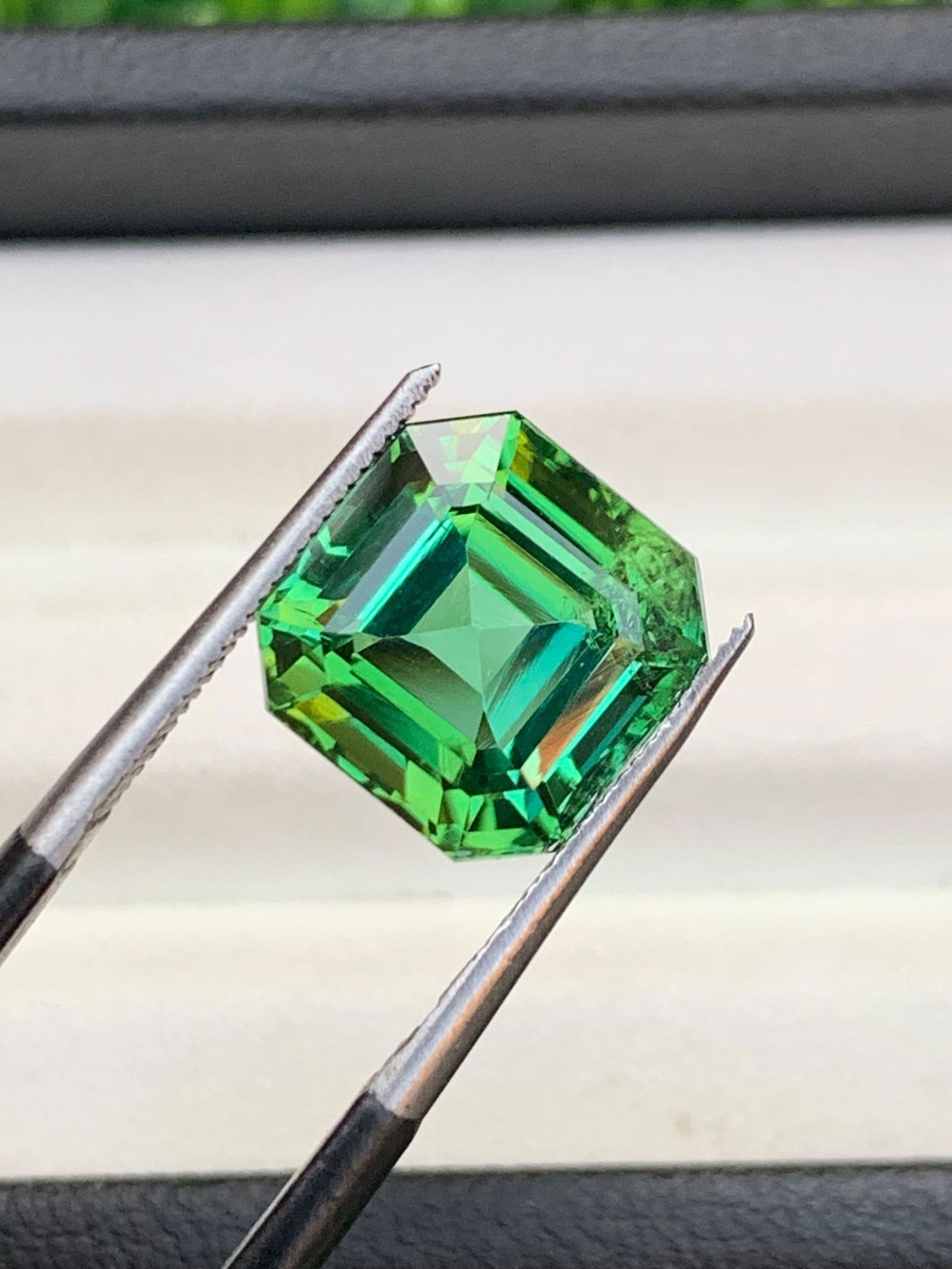 Natural Mint Green Tourmaline, Faceted Asscher Cut, Mint Green Colour, Flawless Loose Tourmaline, (1 of 6)