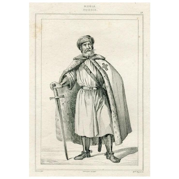 Livonian Brothers of the Sword - 1839 engraving (1 of 4)