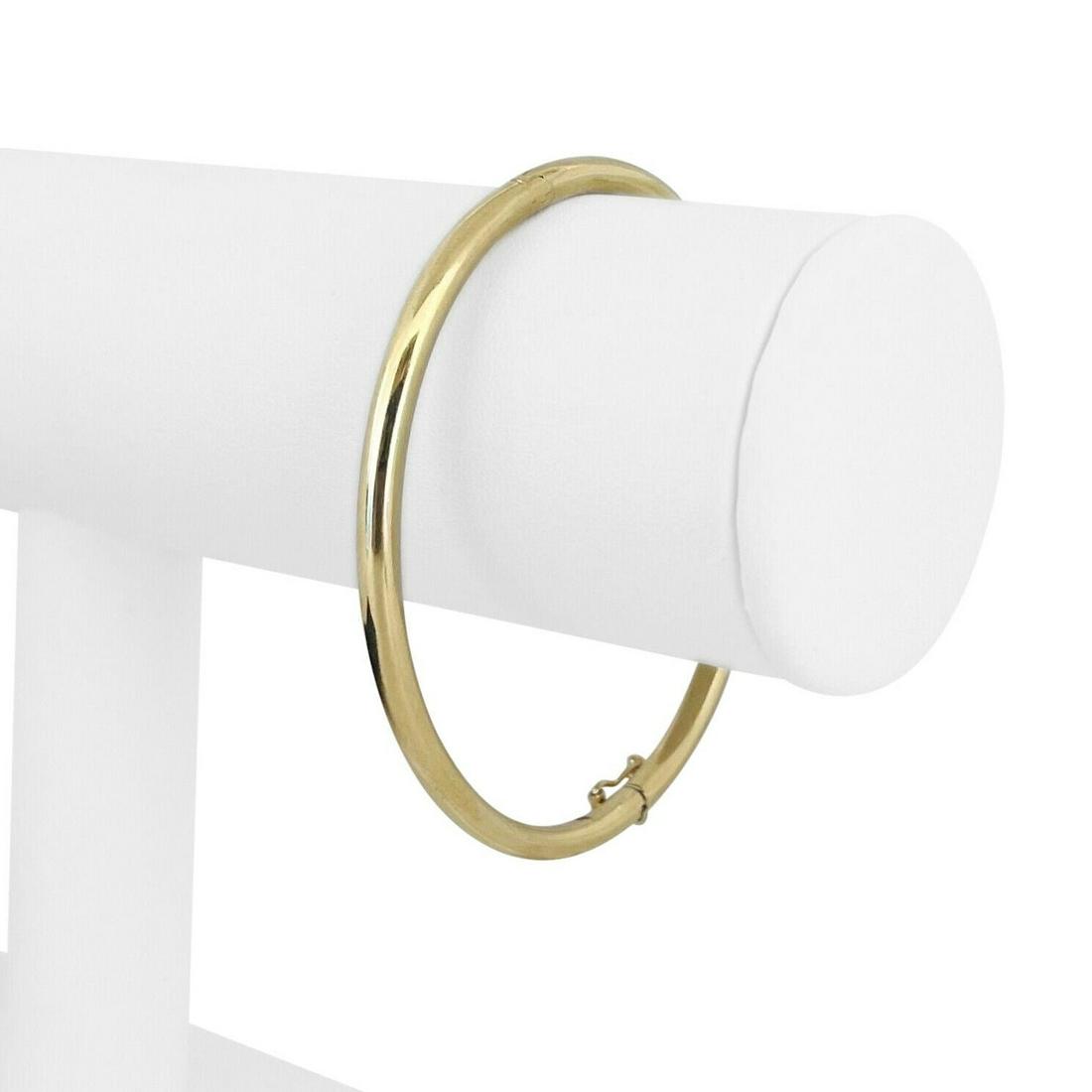 14k Yellow Gold 8.4g Hollow Polished 3.5mm Oval Bangle Bracelet Italy 7" (1 of 7)