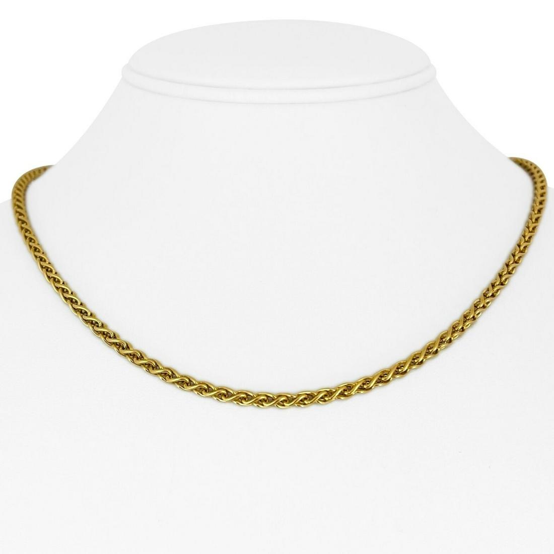 18k Yellow Gold 9.1g Hollow Ladies 3mm Wheat Link Chain Necklace Italy 17.5" (1 of 9)