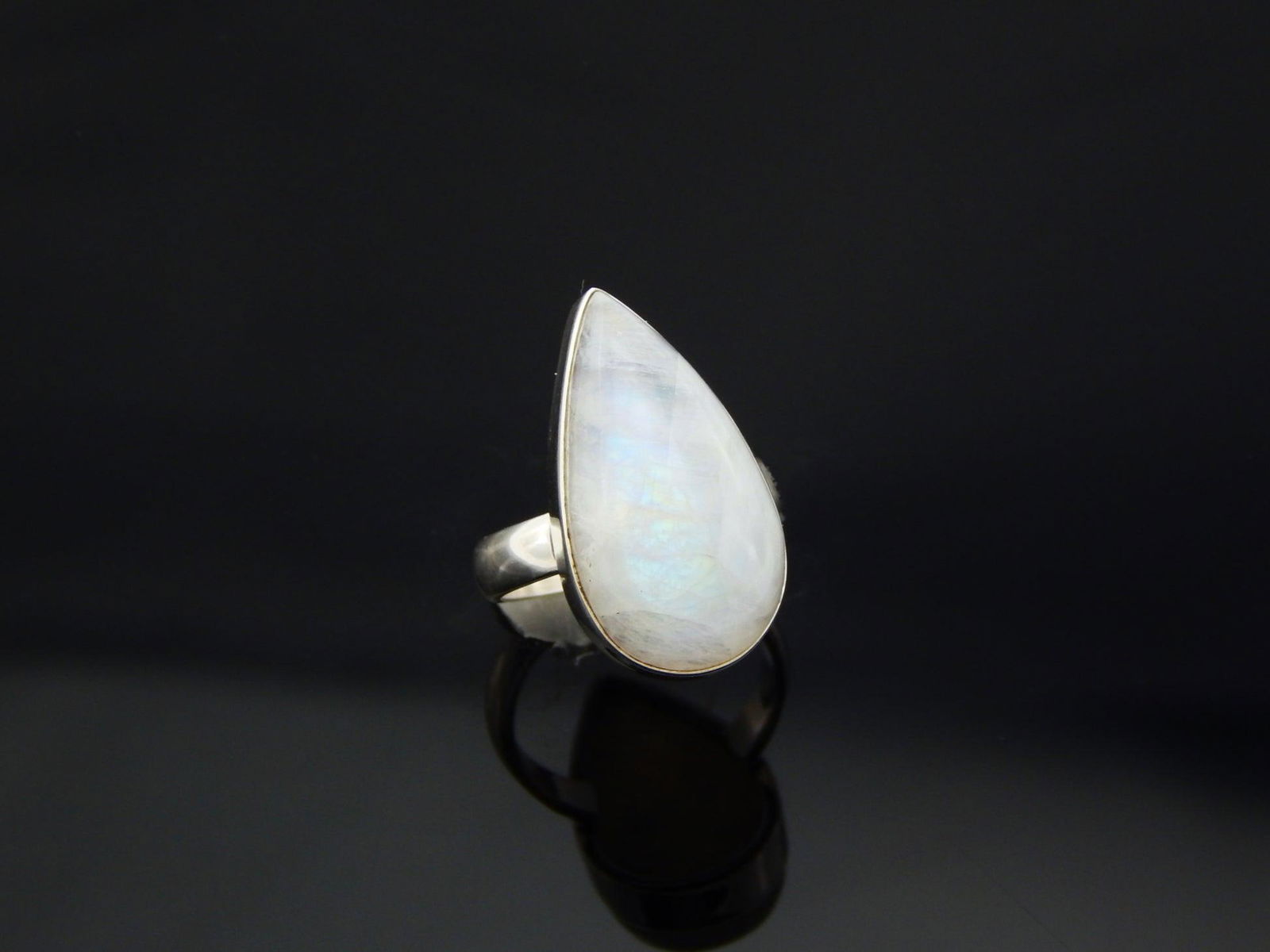 Genuine Moonstone Pear Cut Ring in 925 Sterling Silver (1 of 7)