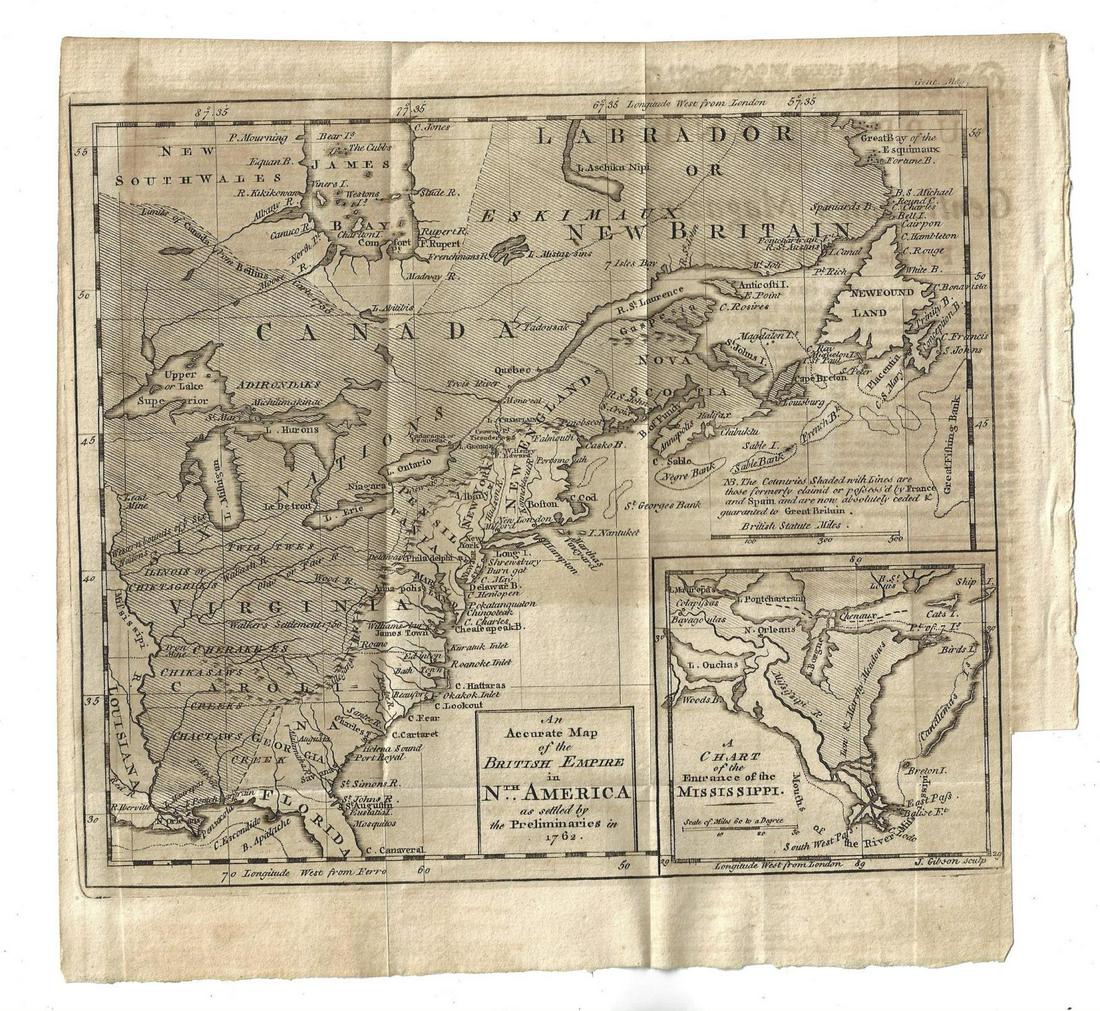1762 Accurate Map British Empire North America (1 of 1)