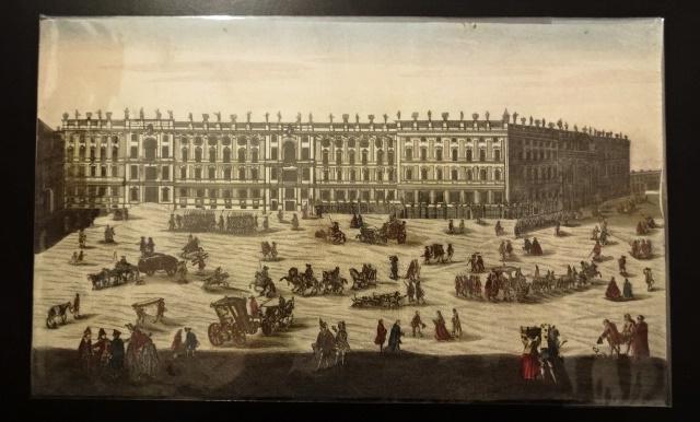 1750 Handcolored Engraving Berlin Palace (1 of 2)