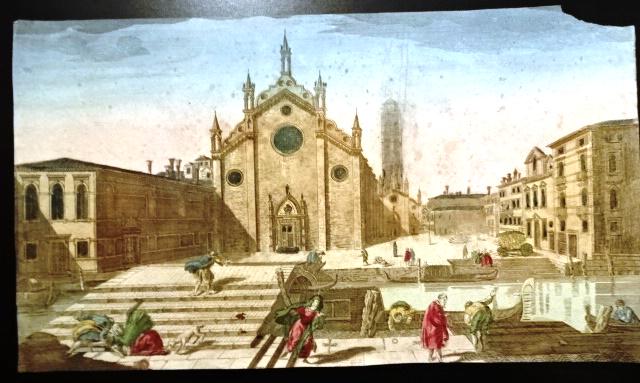 1750 Handcolored Engraving Venetian Convent (1 of 2)