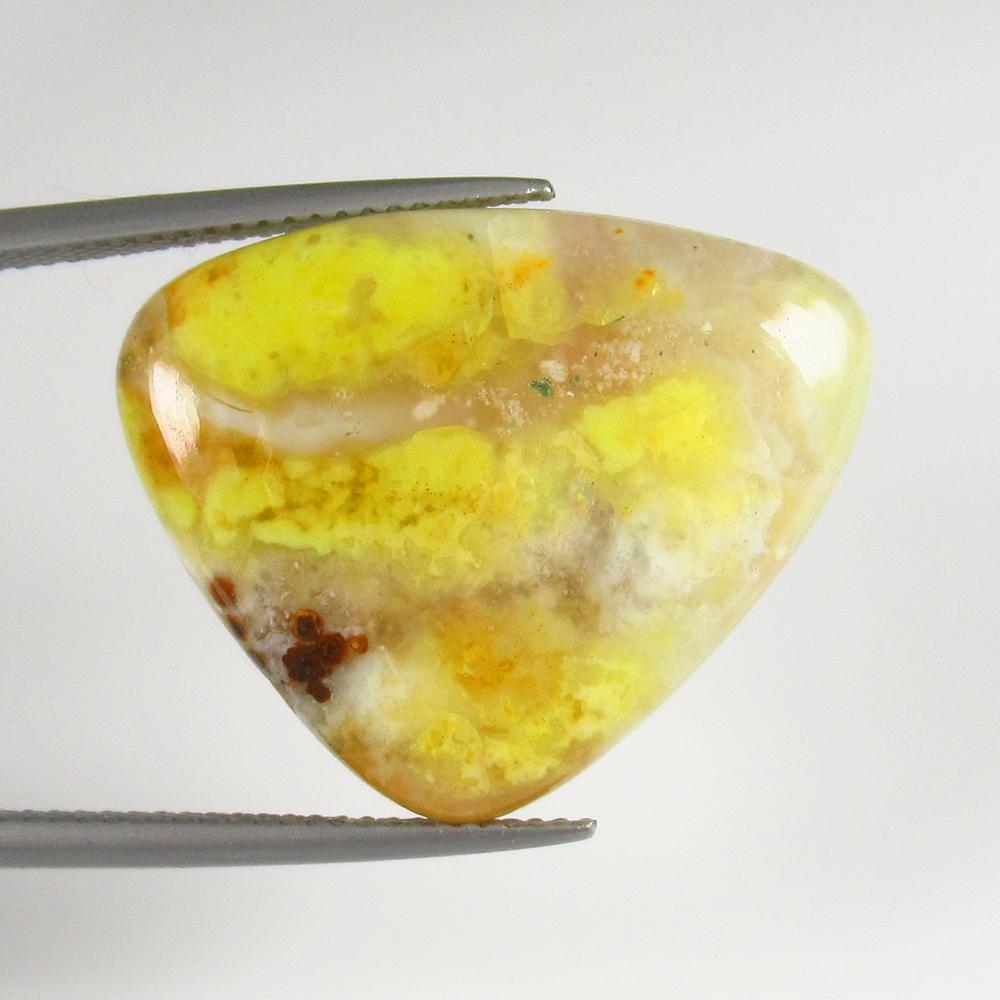 Natural Jasper Quartz - 13.95 Ct: No Reserve! Title: Natural Jasper Quartz - 13.95 Ct Title: Brazil Weight: 13.95 Size/Dimensions: 25.0 x 20.0 x 5.0 mm Additional Information: Pieces : 1 No's / Shape : Trillion Cabochon / Color : Gree