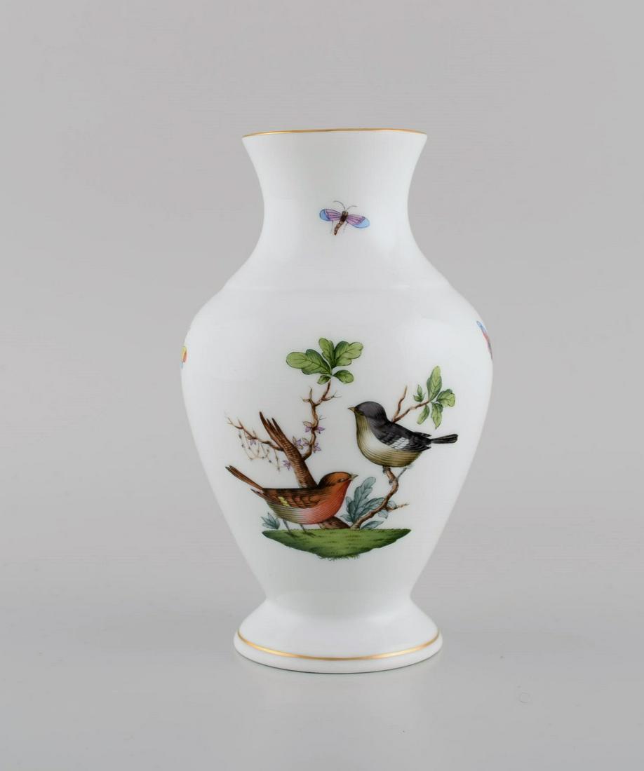 Herend Rothschild Bird porcelain vase with hand-painted birds, butterflies and gold decoration. (1 of 4)