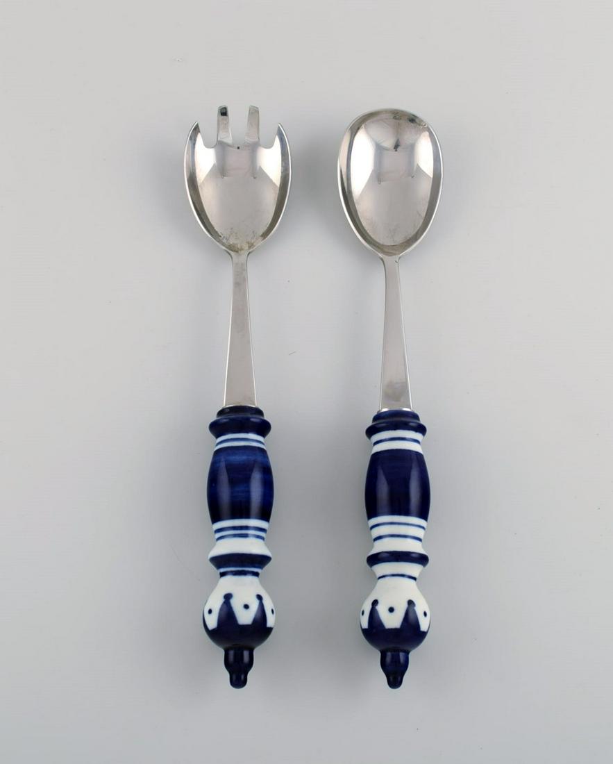 Bjørn Wiinblad for Rosenthal. Siena salad set in glazed ceramics and stainless steel. 1970s. (1 of 5)