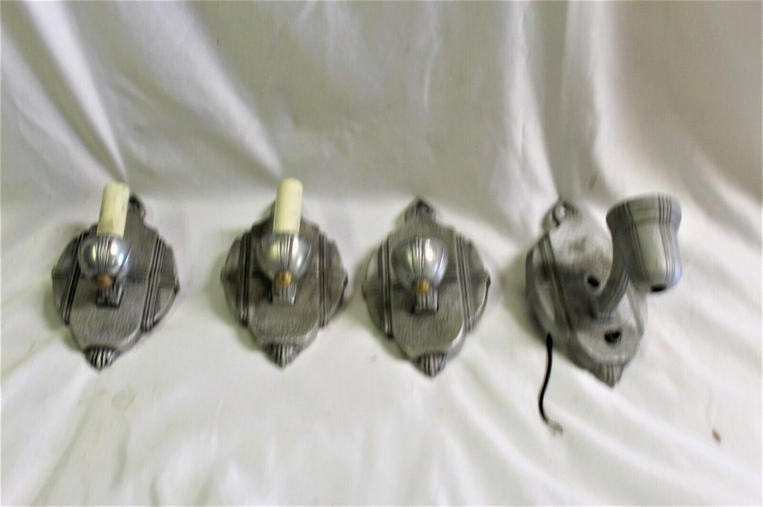 AntiqueSconces / Deco /and recast: A collection of smaller Art Deco Sconce from a Lighting manufacturer that has never finished . One Antique and the others are the new one's . Need to be finished . Castings cost more than $ 75 each . 
