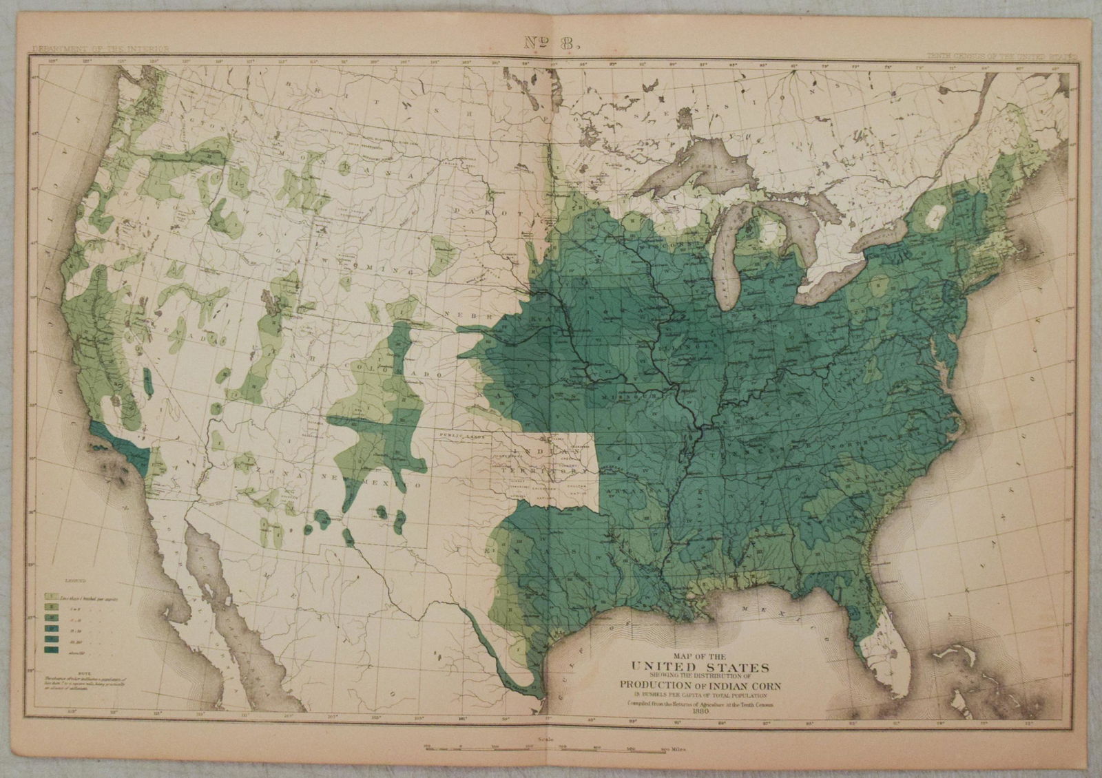 1880 US Census Map of Corn Production per Capita -- Map of the United States Showing the (1 of 1)