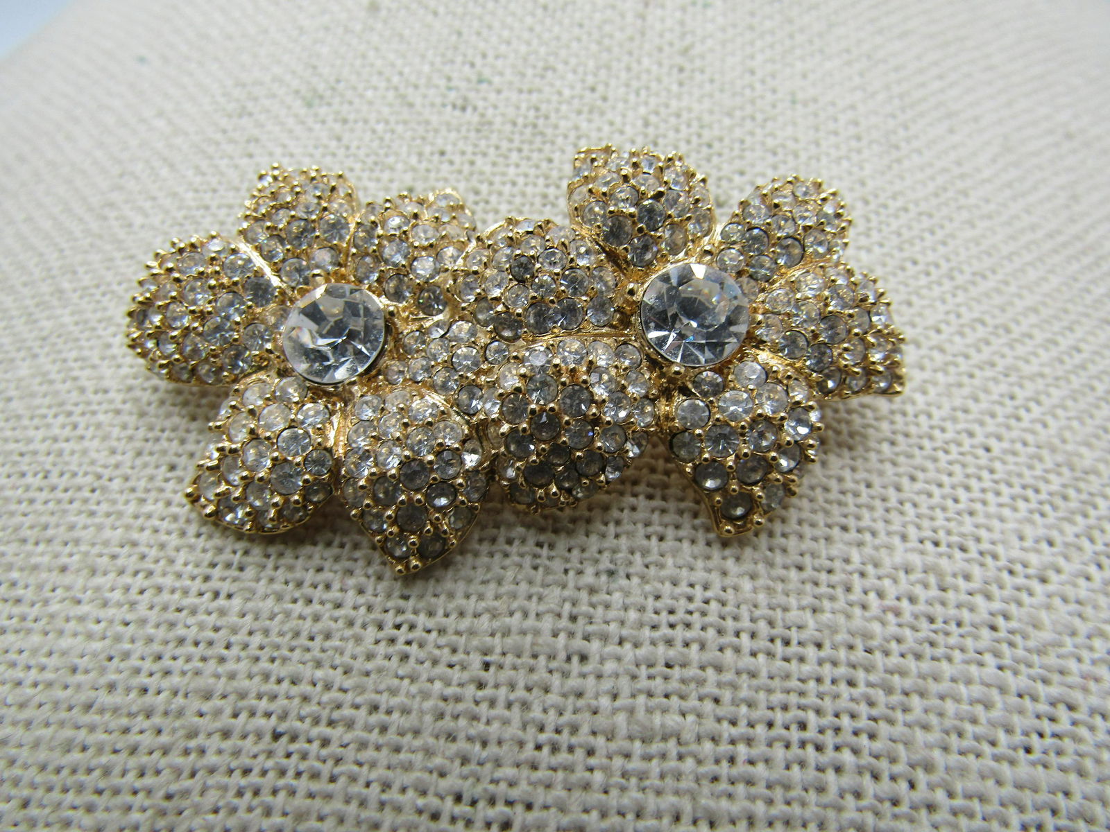 Vintage Double Rhinestone Blossom Brooch, Signed Carolee, 1990's (1 of 5)