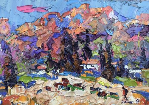 Oil painting Sunny Kalenyuk Alex: Kalen 790 *** ABOUT THIS PAINTING *** * TITLE: "Sunny" * ARTISTS: Kalenyuk Alex * SIZE: 24x34 cm/'9.44x13.38 inches' * MEDIUM: oil, canvas * HAND PAINTED: Original painting from our collection * CONDI