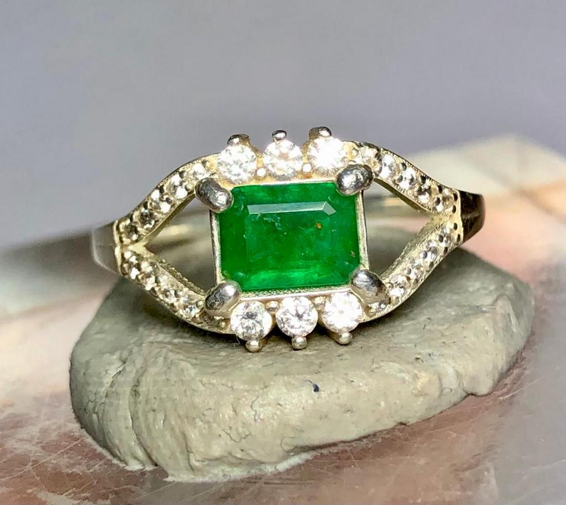 Pure Sterling Silver Emerald Ring, 925 Handmade Jewelry (1 of 4)