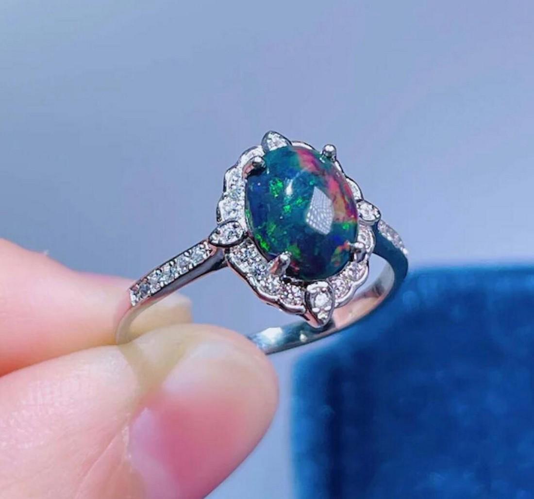 BLACK OPAL RING IN SILVER (1 of 4)