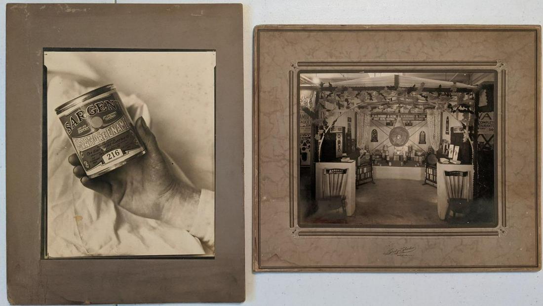 LOT of 2, c 1910 AD 7 EXHIBITION BOOTH PHOTO s SARGENT PAINT Co. Indianapolis IN: LOT of 2, c 1910 AD 7 EXHIBITION BOOTH PHOTO s SARGENT PAINT Co. Indianapolis IN LOT of 2, c 1910 AD 7 EXHIBITION BOOTH PHOTO s SARGENT PAINT Co. Indianapolis IN Description Lot of 2 Antique Advertise