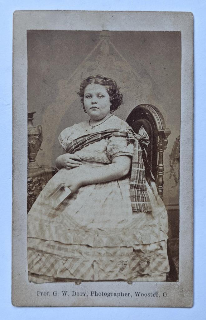 c. 1860 s CIRCUS SIDESHOW FAT LADY CDV PHOTOGRAPH by PROF. DOTY of WOOSTER, OHIO (1 of 2)