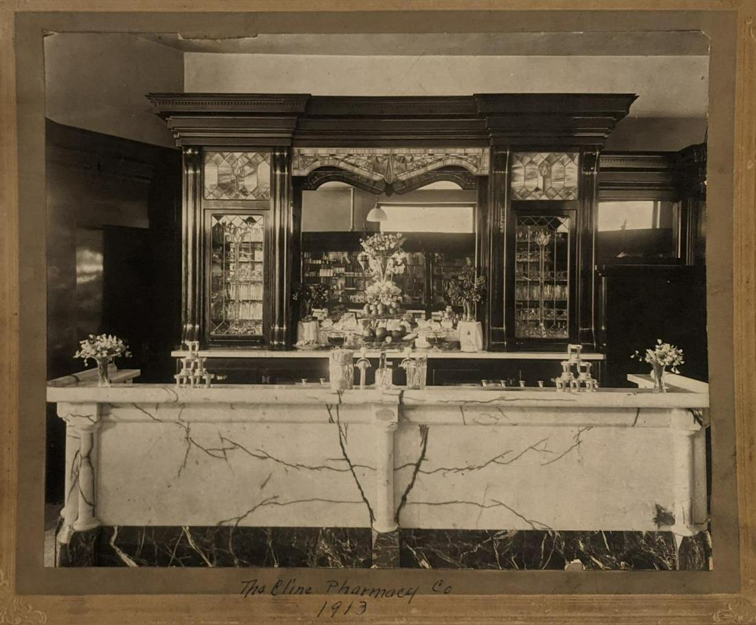 1913 THE CLINE PHARMACY CO. Athens OHIO EXQUISITE MARBLE SODA FOUNTAIN by THOMAS (1 of 3)