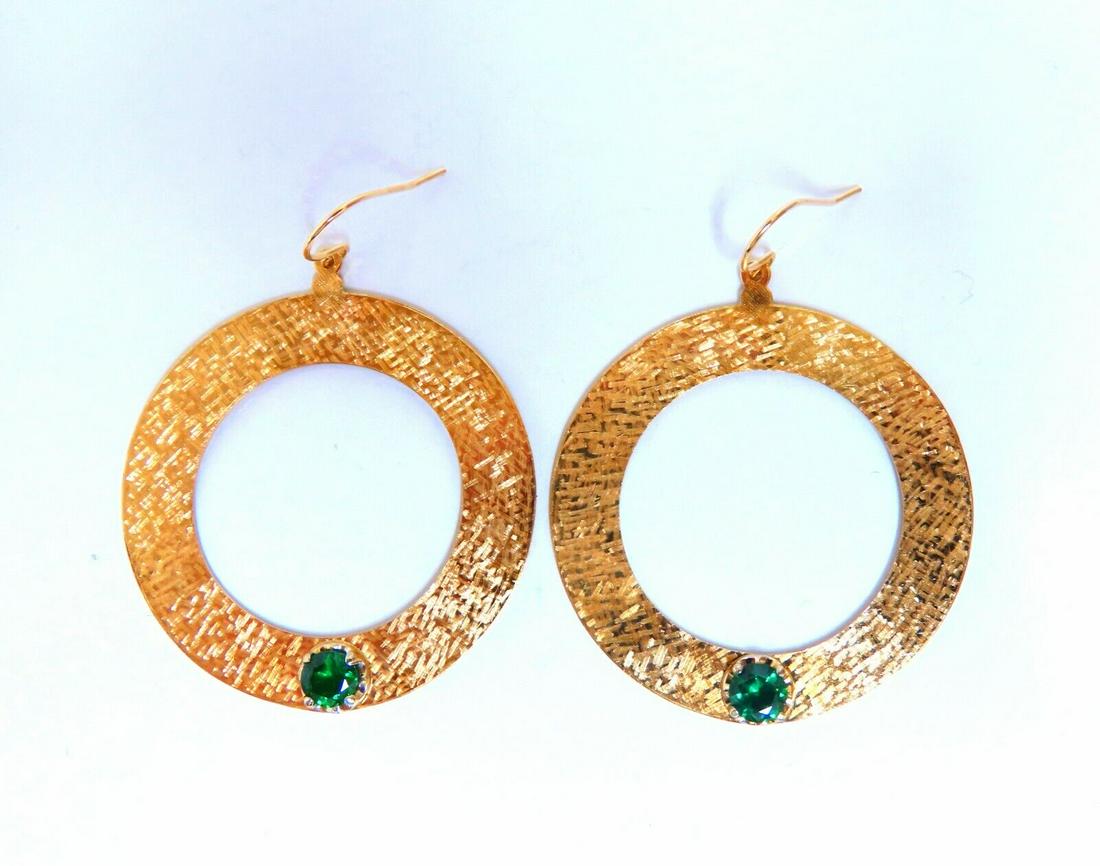 1.80ct Natural Tsavorite Garnet Dangle Earrings 14kt Rustic Bohemian (1 of 4)