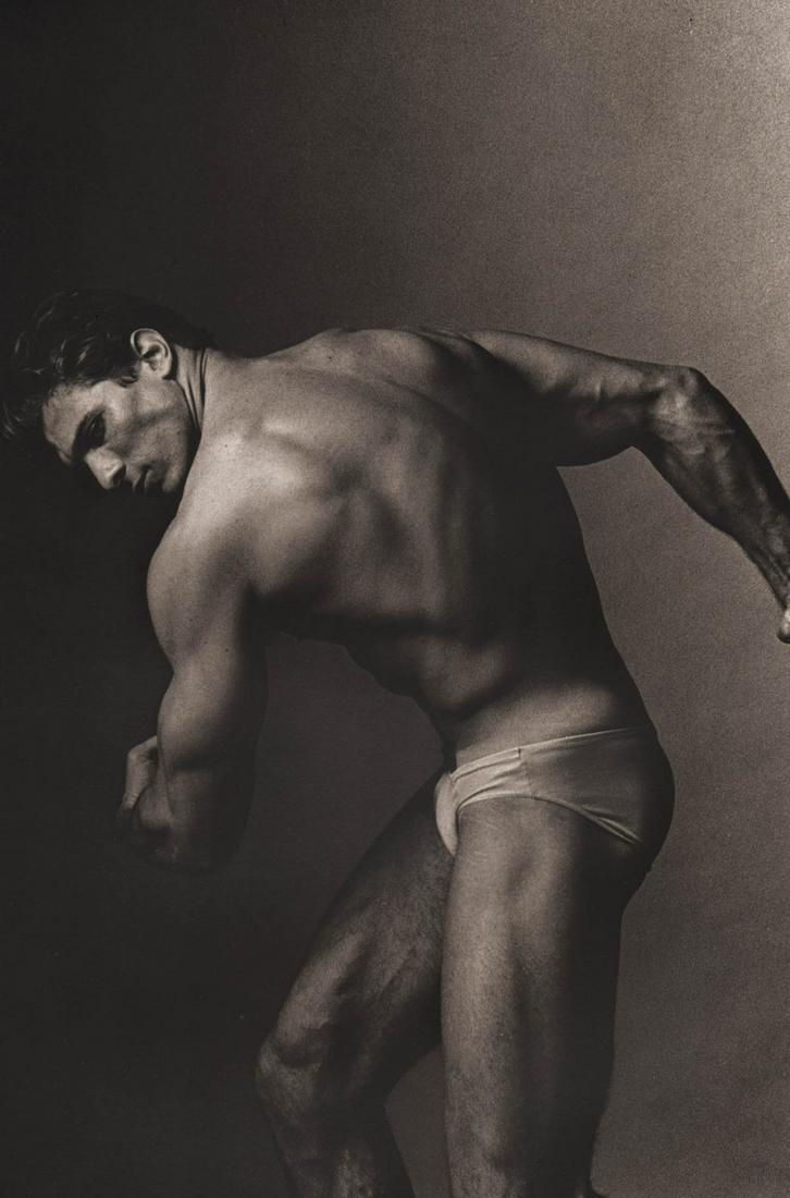 KEN HAAK - Male Nude,1985: Artist: KEN HAAK Print Title: Male Nude,1985 Medium: Tri-tone Photo-lithographs (Limited edition of 5000) Printed in the 1980’s, in the US Image size (inches) approx. 9.5 x 6.5” Ken Haak(1