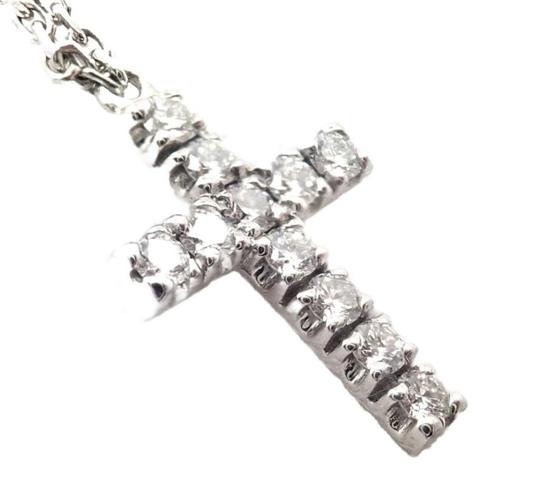 Authentic! Cartier 18k White Gold Diamond Mini Cross Necklace Pendant (1 of 8)