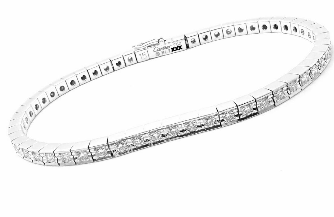 Authentic Cartier Lanieres 18k White Gold Diamond Line Tennis
