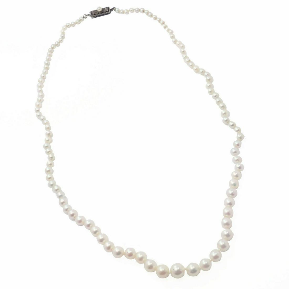 Authentic! Vintage Mikimoto Graduated 3-7mm Pearl Necklace Sterling Silver Clasp (1 of 7)