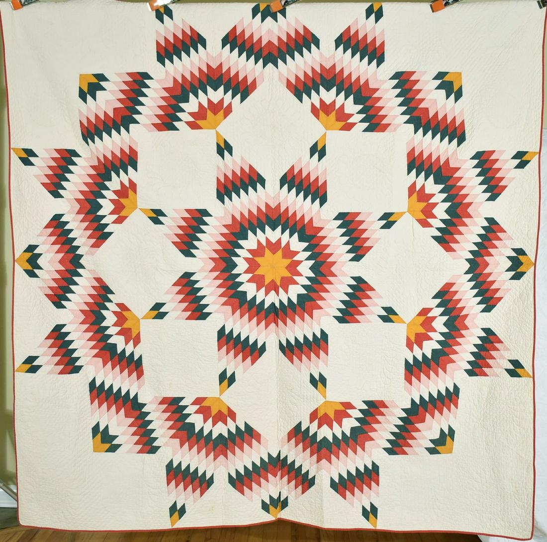 Well Quilted 1880's Broken Star Quilt (1 of 9)