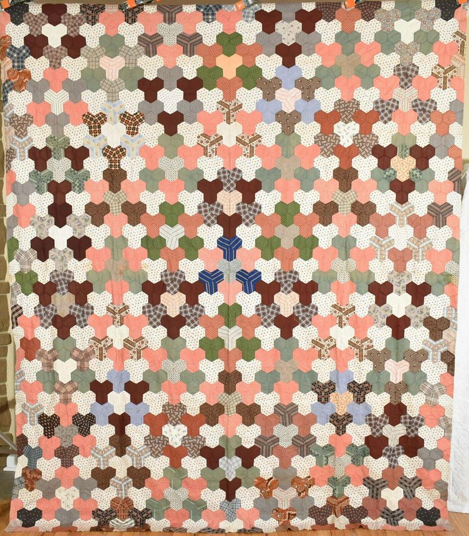 1870's Mosaic Quilt Top, Early Fabrics & Provenance (1 of 17)