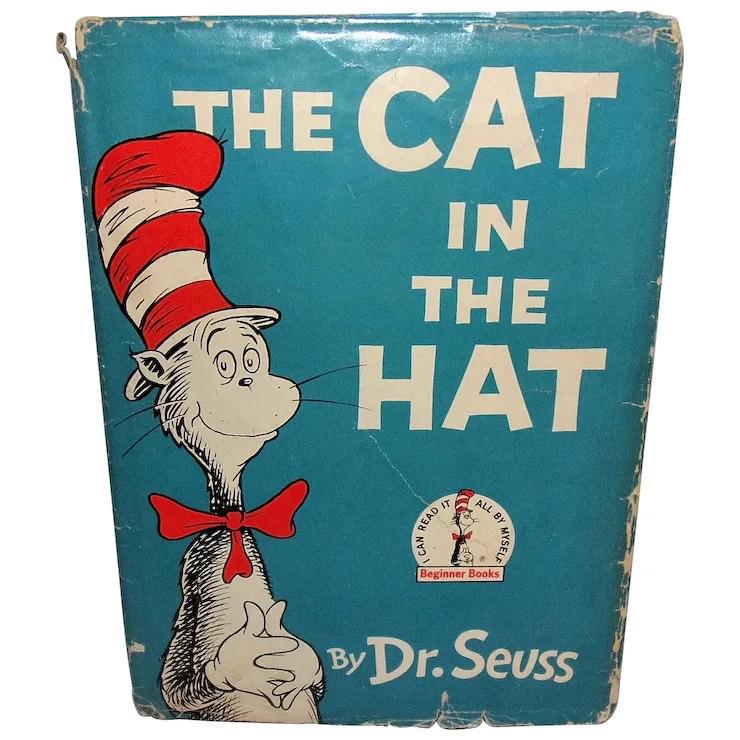 Vintage First Edition The Cat in the Hat by Dr Seuss with Dust Jacket Copyright 1957 (1 of 16)