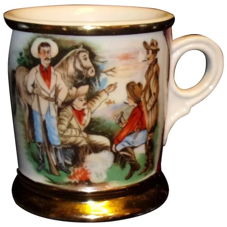 Vintage Cowboys with Horse at Campfire Occupational Shaving Mug (1 of 8)