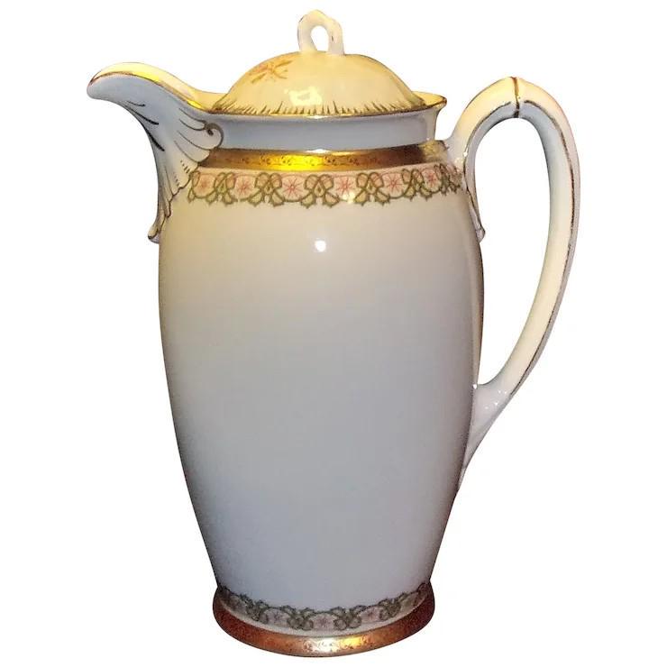 Antique Moritz Zdekauer Germany/ Czechoslovakia Coffee Pot: This Antique Moritz Zdekauer Germany Coffee Pot is in Excellent Condition. NO chips, cracks, crazing or flea bites. Beautiful design with no gold or color missing. It looks as if this was a display pi