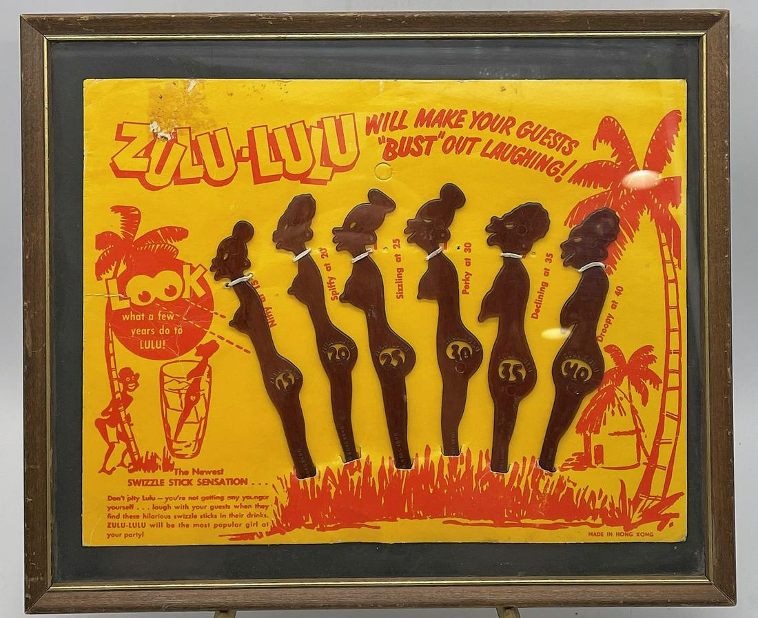 1960S VINTAGE ZULU LULU SWIZZLE STICKS DRINK STIRRERS Framed (1 of 8)