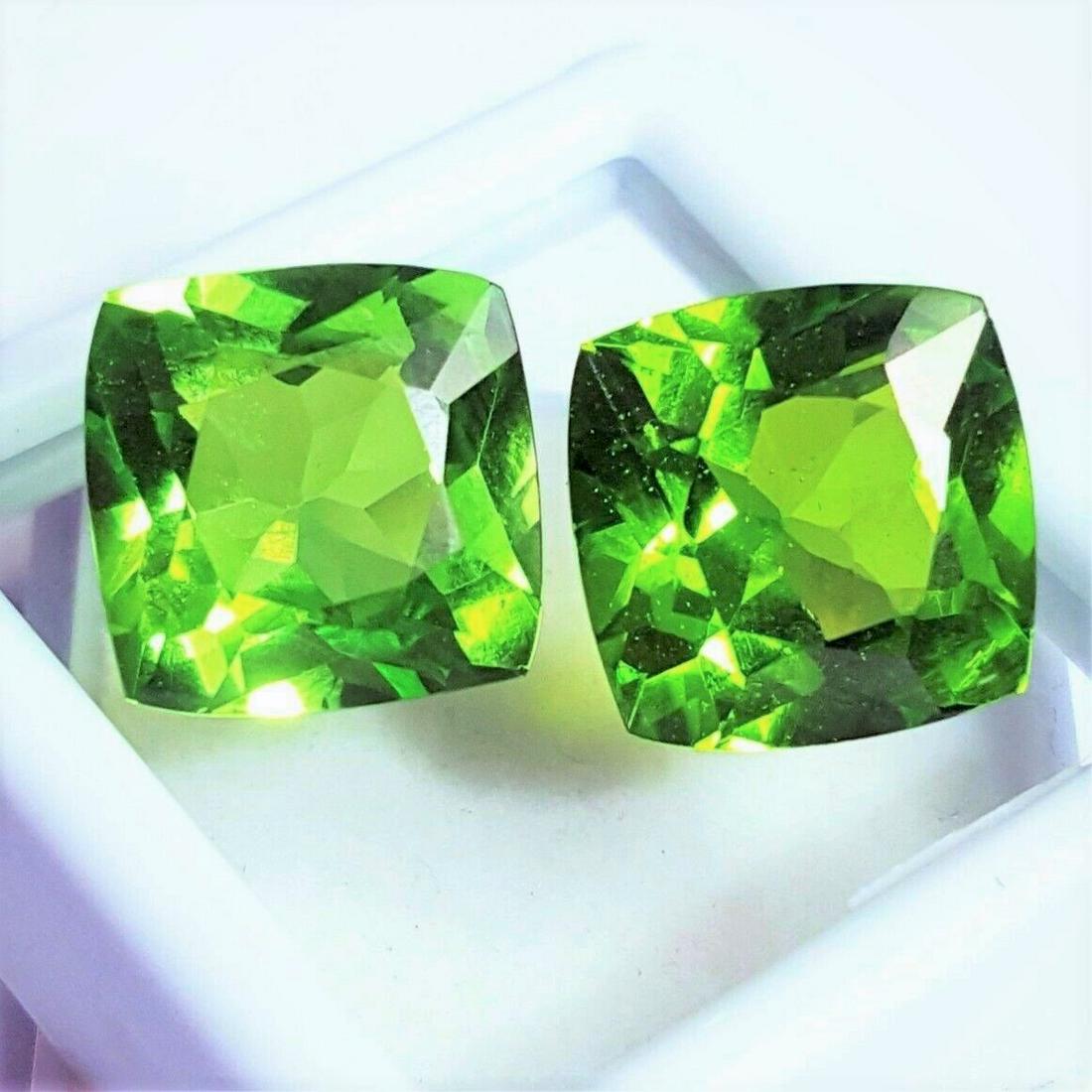 Pair of Natural Unheated Eye Clean Peridot AAA Quality Cushion Cut (1 of 2)
