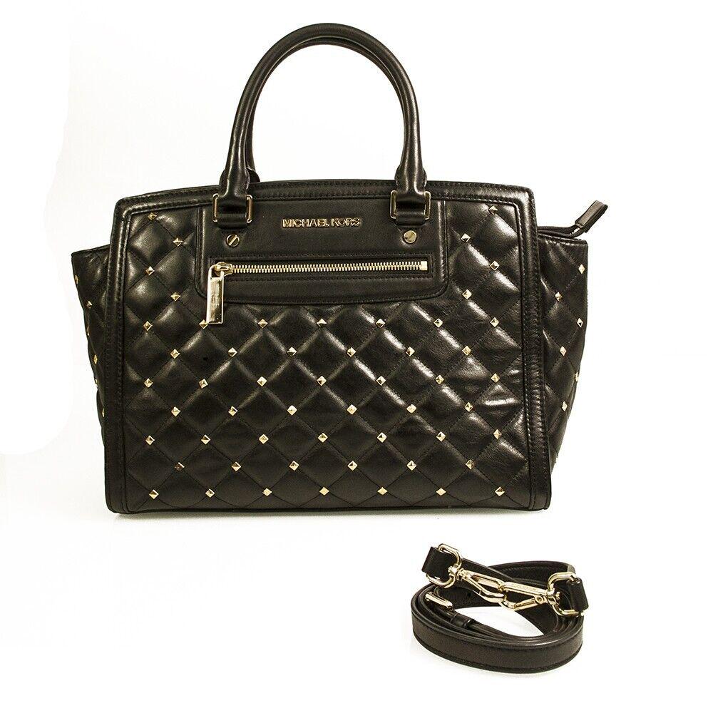 Michael kors black sale gold studded purse