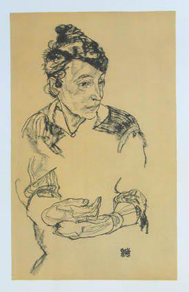 egon Schiele: Schiele Lithograph 62, Portrait of Schiele's Mother: Artist: egon Schiele Title: Schiele Lithograph 62, Portrait of Schiele's Mother Medium: Lithograph Dimensions: 20 x 14 inch Description: Artist: Egon Schiele Country: Austria Title: Sleping girl Mediu