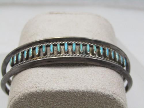 Vintage Sterling Turquoise Needlepoint Cuff Bracelet, 6.25" (1 of 8)
