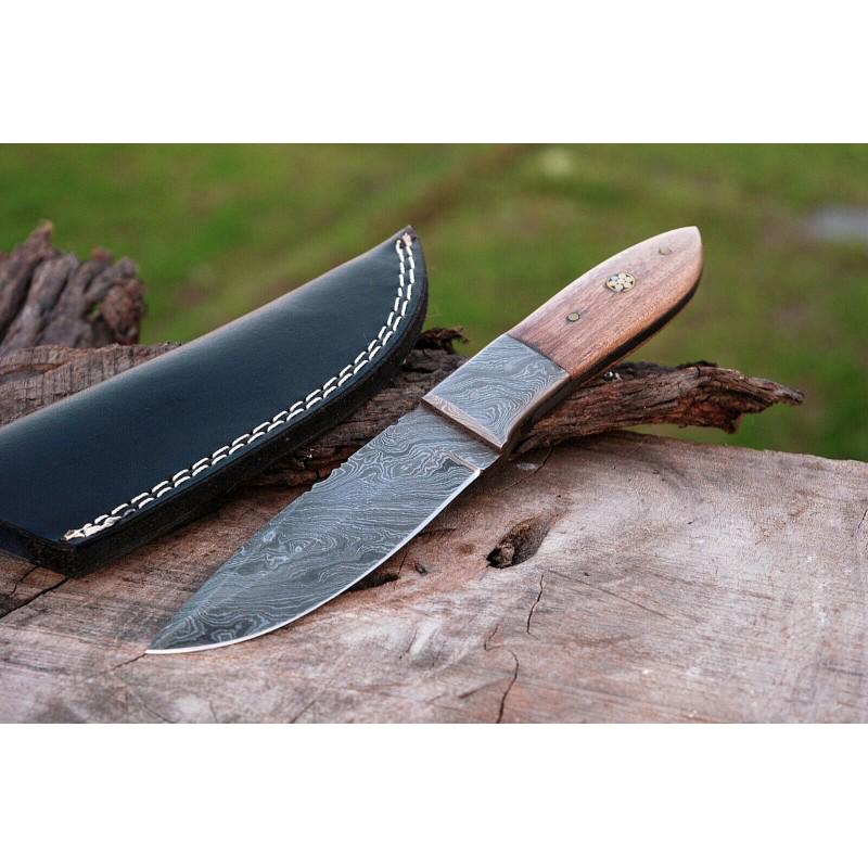 Handmade everyday carry damascus steel knife work wood: Blade - damask steel Handle â€“ rosewood Leather sheath â€“ included Blade hardness â€“ 58-60 HRC Total length â€“ 8,5 (inch) Blade length - 4,25 (inch) Blade Thickness â€“ 3-