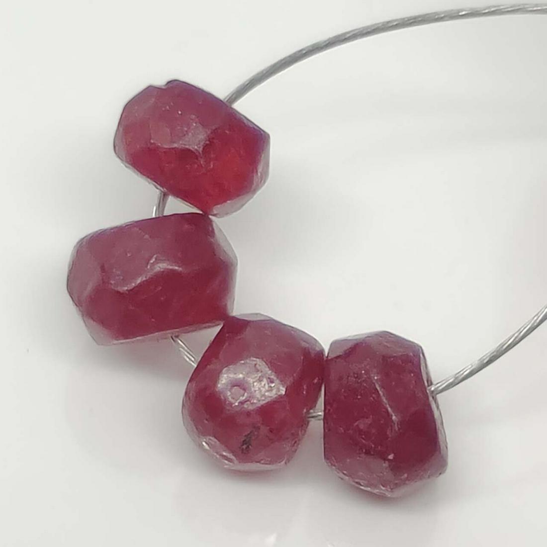 2.85 Ct Natural Red Ruby Faceted 4 Drilled Beads (1 of 1)