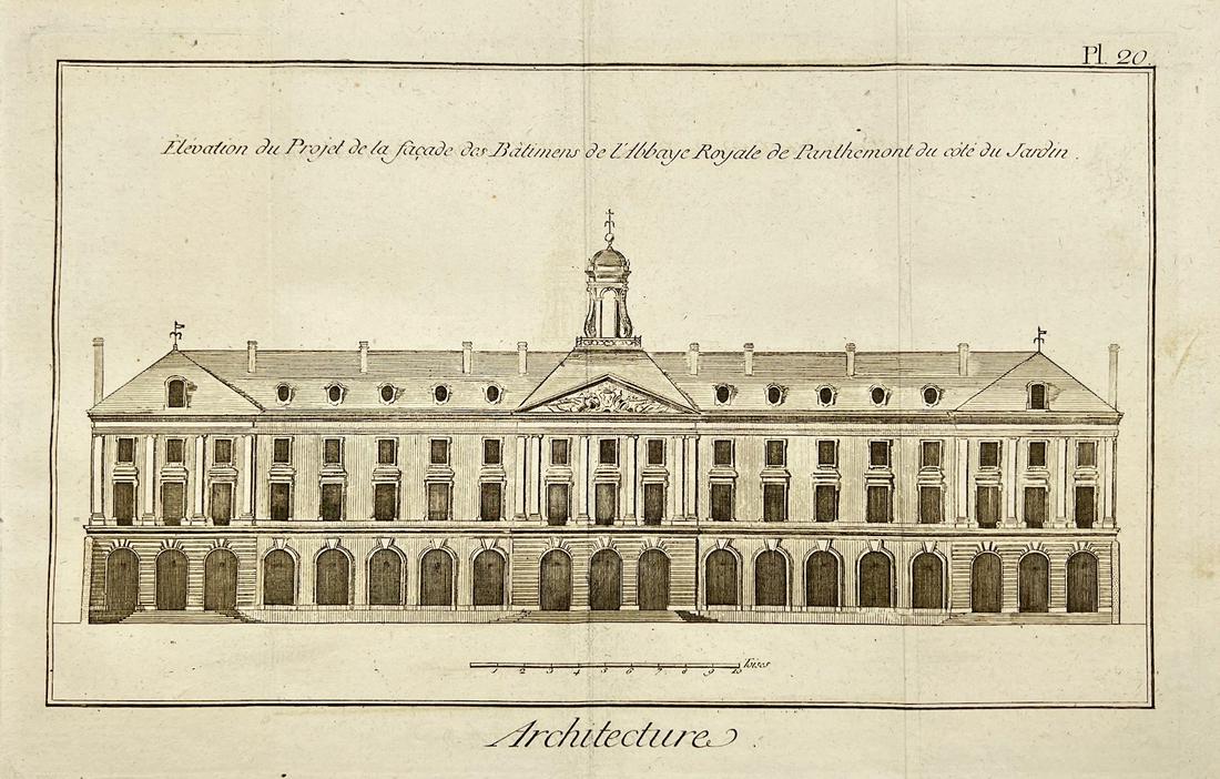 Antique Print - Architecture - Pentemont Abbey - Denis Diderot - France - 1780: Artis/Title: Antique Print - Architecture - Pentemont Abbey - Denis Diderot - France - 1780 Date: 1780 Material: Paper Dimensions: 21 cm x 32 cm Description: A wonderful print taken from the collectio