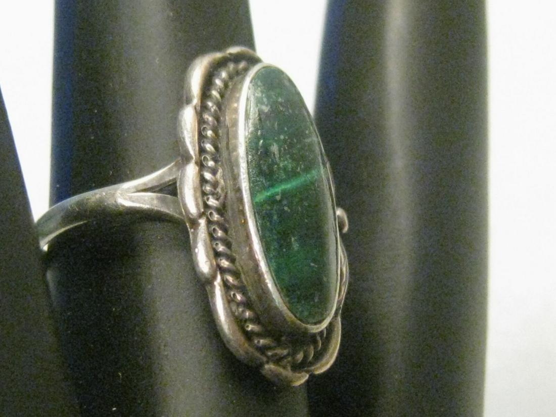 Vintage Southwestern Sterling Malachite Ring, Sz. 6.5, 4.77 gr., 1970's (1 of 11)