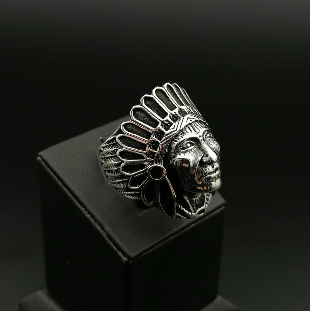 925 Silver Native American Indian Warrior Chief Ring (1 of 9)