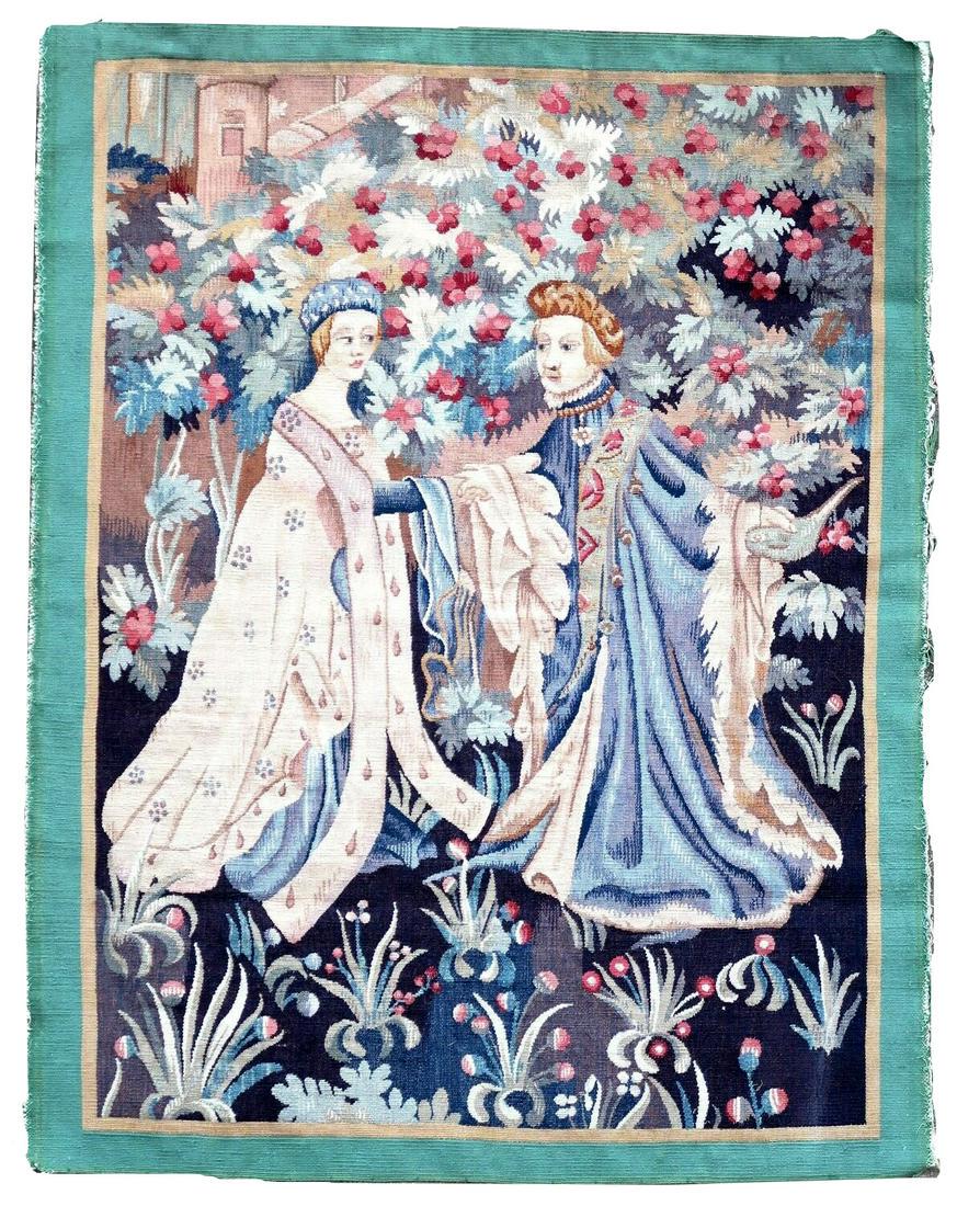 Handmade antique French Aubusson rug 3.4' x 4.4' (106cm x 137cm) 1880s (1 of 6)