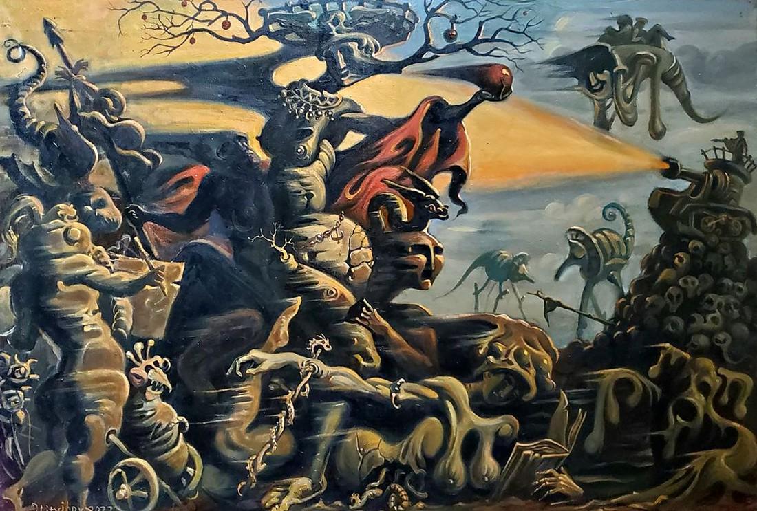 Abstract oil painting The Last Judgment of Paris Litvinov Daniil Olegovich (1 of 7)